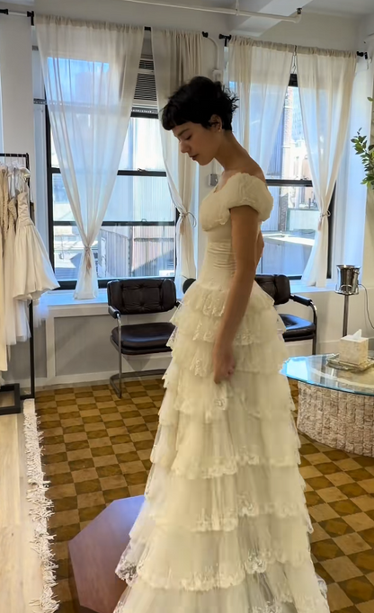 Classy White Bridal Dress A-Line Wedding Dress Tulle Bridal Gown DP07711