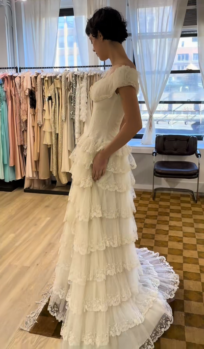 Classy White Bridal Dress A-Line Wedding Dress Tulle Bridal Gown DP07711