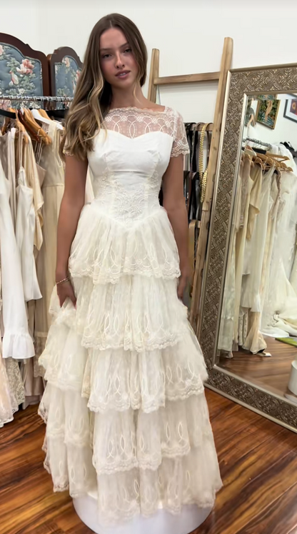 Classy White Bridal Dress A-Line Wedding Dress Tulle Bridal Gown DP07712