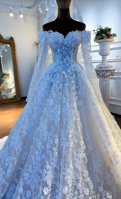 Classy White Bridal Dress A-Line Wedding Dress Lace Bridal Gown DP07717