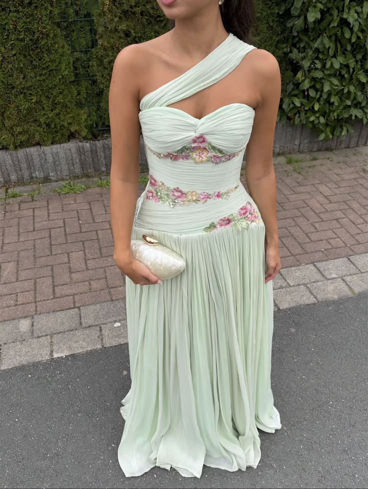 Chic Green Prom Dress Sheath Chiffon Long Evening Dress DP07732