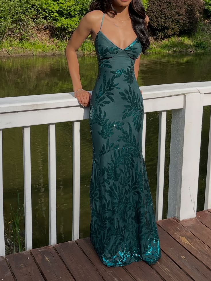 Chic Dark Green Prom Dress Sheath Chiffon Long Evening Dress DP07740