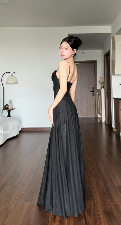 Chic Black Prom Dress Sheath Chiffon Long Evening Dress DP07741