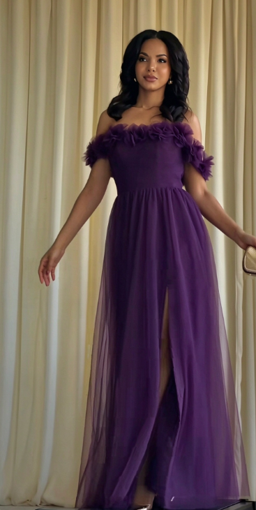 Schickes lila A-Linien-Abendkleid aus Chiffon DP07748