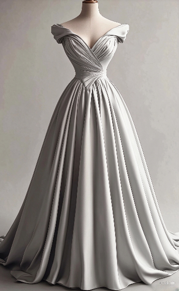 Wunderschönes hellgraues A-Linien-Abendkleid aus Chiffon, lang, DP07755