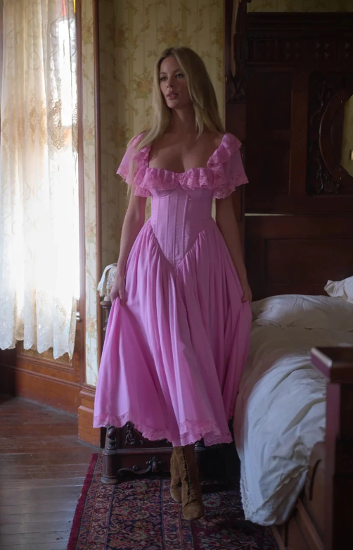 Gorgeous Pink Prom Dress A-Line Chiffon Long Evening Dress DP07758