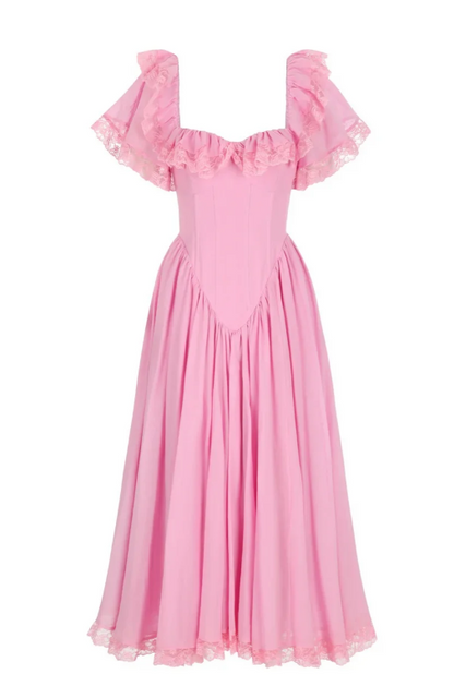 Gorgeous Pink Prom Dress A-Line Chiffon Long Evening Dress DP07758