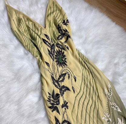 Gorgeous Yellow Prom Dress Sheath Chiffon Beaded Long Evening Dress DP07770