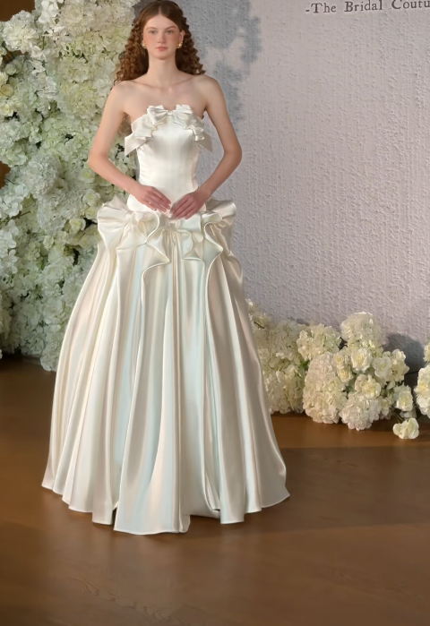 Gorgeous White Bridal Dress A-Line Satin Wedding Dress DP07783