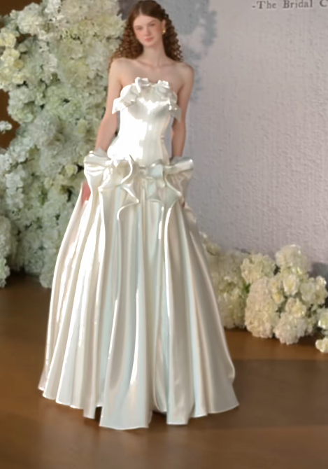 Gorgeous White Bridal Dress A-Line Satin Wedding Dress DP07783