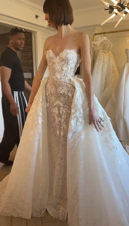 Wunderschönes weißes Brautkleid Etui-Spitzenbrautkleid DP07784