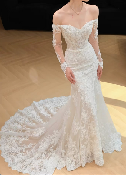 Eternal Strapless Sheath Wedding Dress White Lace Bridal DressDP07832
