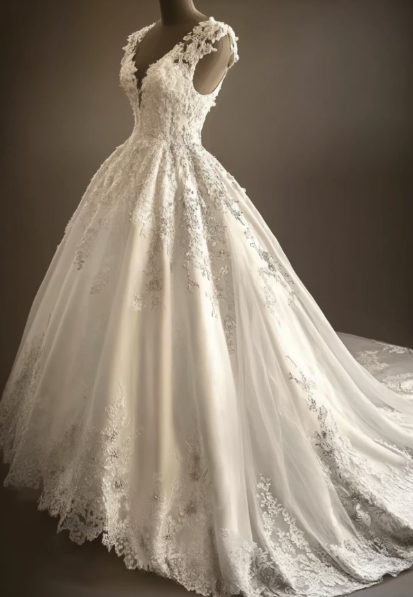 Eternal V-neck A-Line Wedding Dress White Satin Bridal Dress ED07836