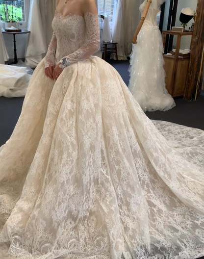 Eternal Strapless A-Line Wedding Dress White Lace Bridal Dress ED07839