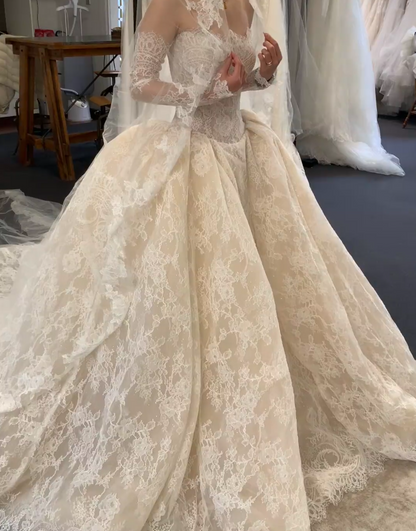 Eternal Strapless A-Line Wedding Dress White Lace Bridal Dress ED07839