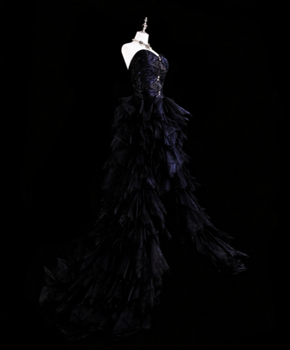 Chic Black Prom Dress Sheath Satin Long Evening Dress DP07852