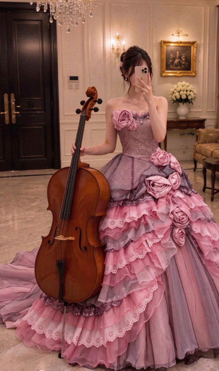 Chic Pink Prom Dress A-line Tulle Long Evening Dress DP07863