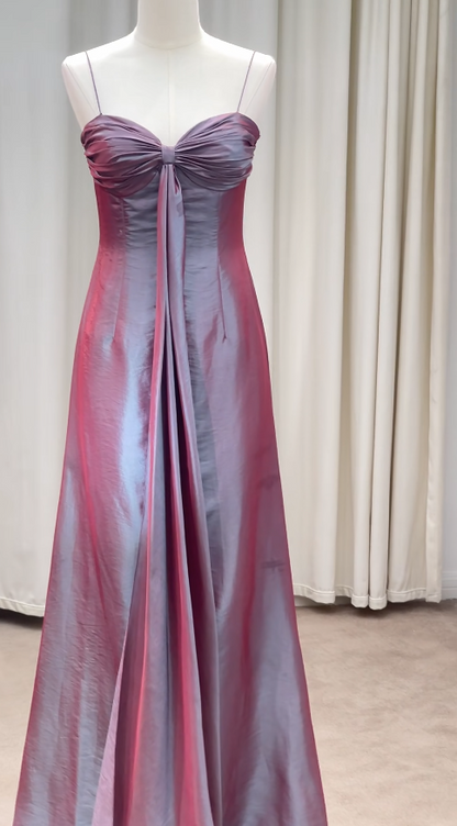 Pretty Purple Prom Dress Sheath Satin Long Evening Dress DP07903