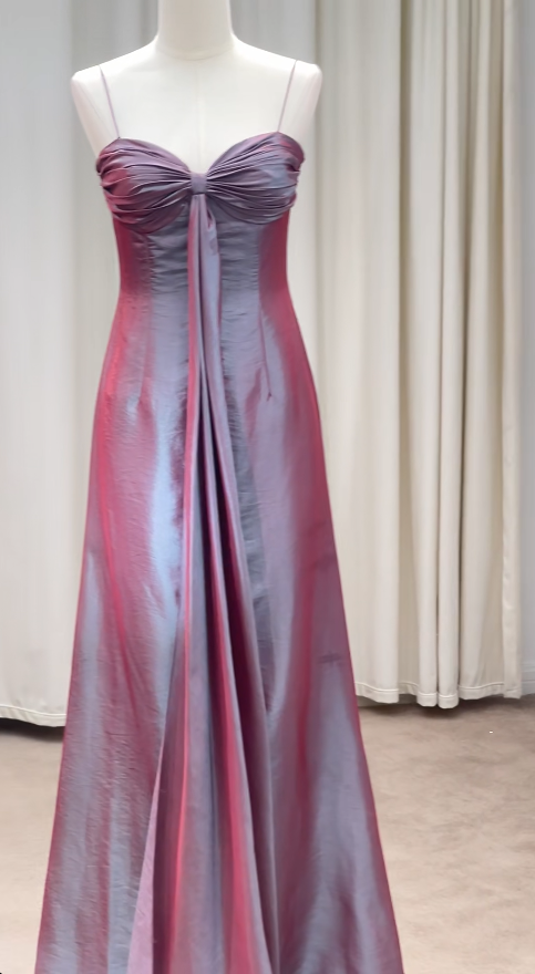Pretty Purple Prom Dress Sheath Satin Long Evening Dress DP07903