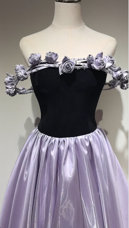 Pretty Purple Prom Dress A-line Satin Long Evening Dress DP07907