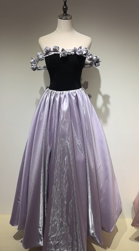 Pretty Purple Prom Dress A-line Satin Long Evening Dress DP07907