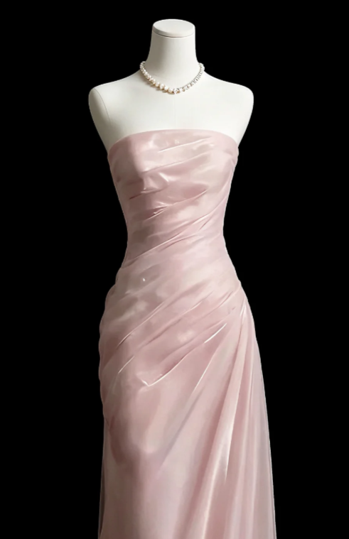 Magnifique robe de bal rose bustier, robe de soirée longue fourreau en tulle DP07944