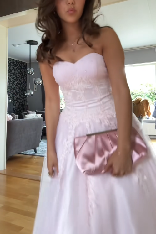 Magnifique robe de bal rose bustier en tulle coupe trapèze longue robe de soirée DP07948