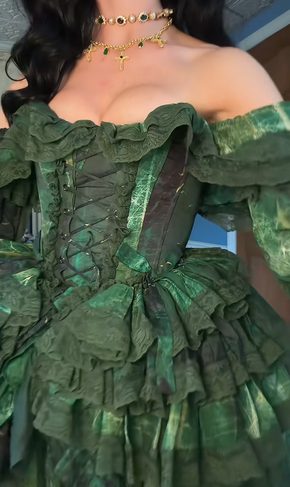 Robe de bal élégante pour 16 ans, robe de soirée longue en satin vert foncé, coupe trapèze DP07967