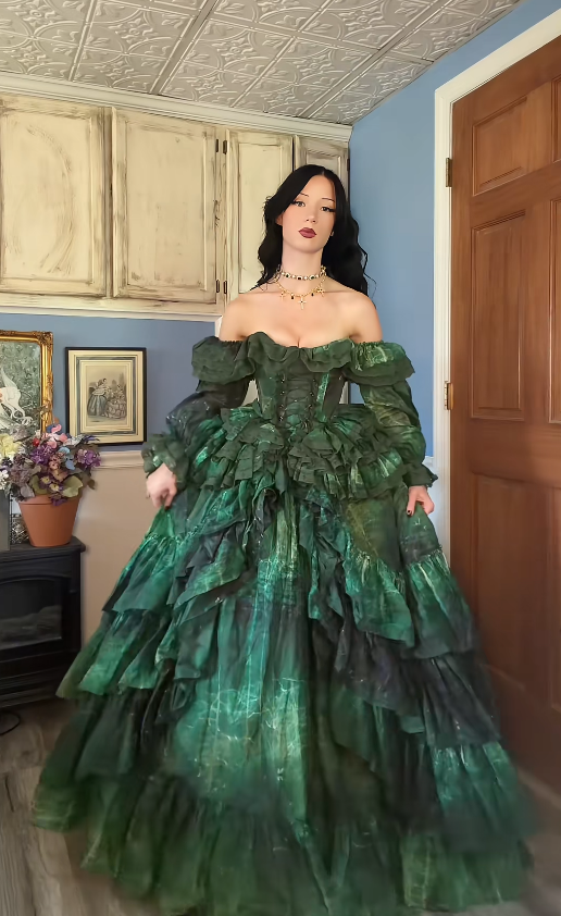 Robe de bal élégante pour 16 ans, robe de soirée longue en satin vert foncé, coupe trapèze DP07967