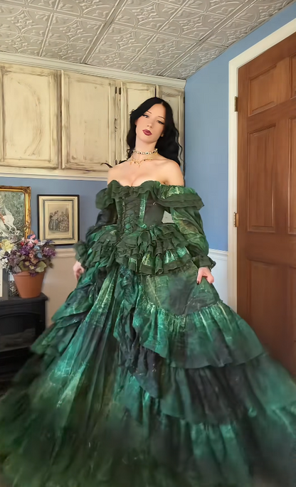 Robe de bal élégante pour 16 ans, robe de soirée longue en satin vert foncé, coupe trapèze DP07967