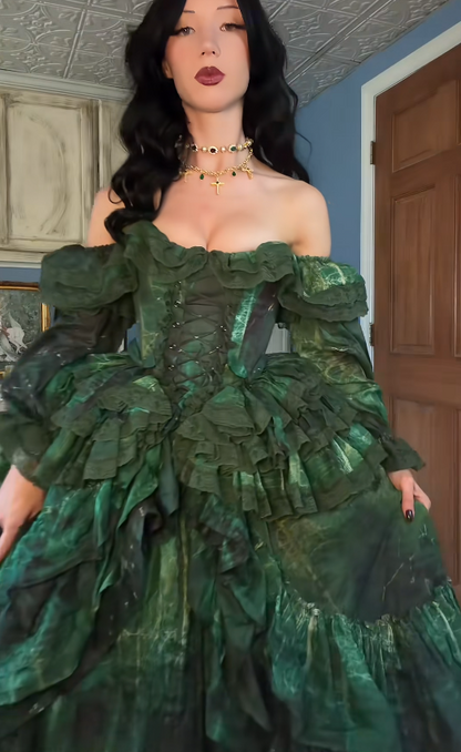 Robe de bal élégante pour 16 ans, robe de soirée longue en satin vert foncé, coupe trapèze DP07967