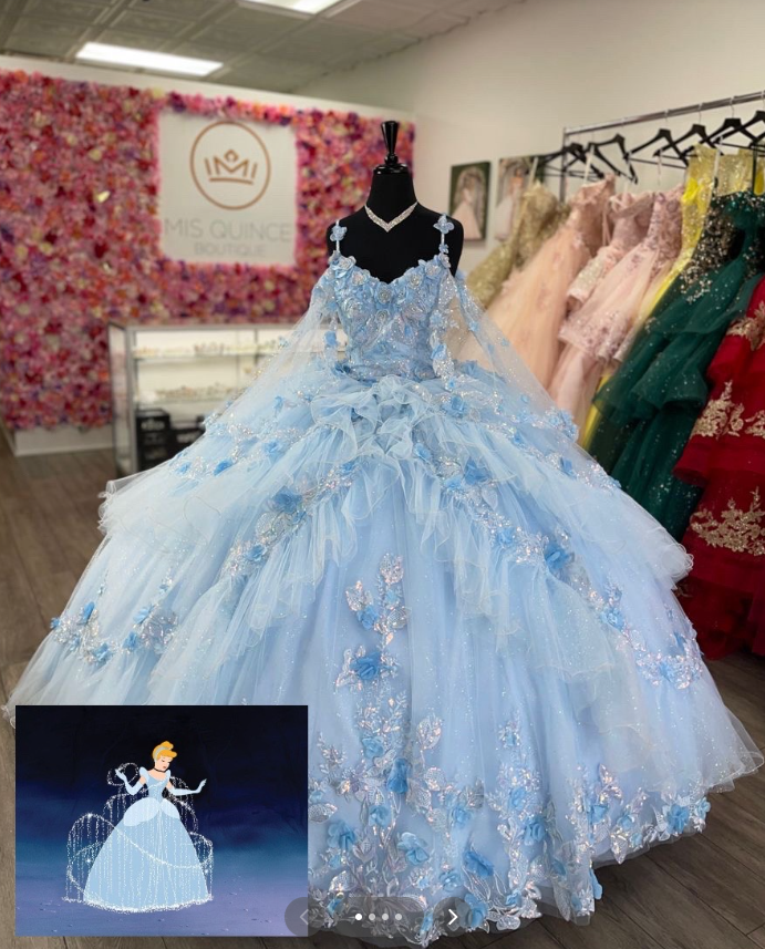 Robe de bal bleu mignonne pour 16e anniversaire, robe de quinceañera en tulle avec appliqués, robe d'anniversaire DP07973