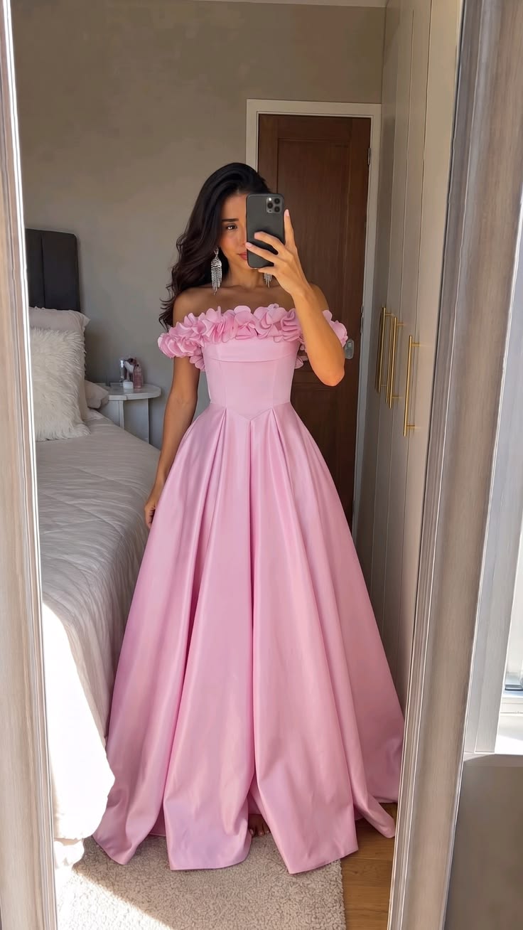 Cute A-Line Satin Long Evening Dress Pink Prom Dress DP07980