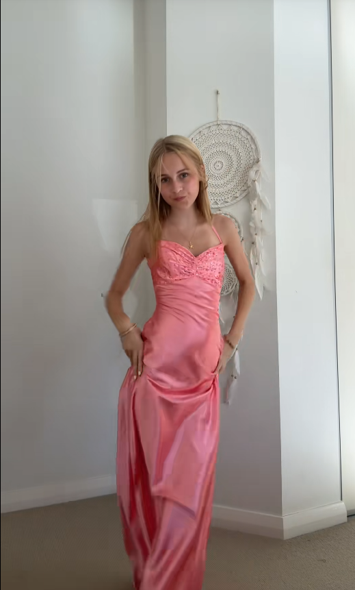Cute Sheath Satin Long Evening Dress Pink Prom Dress  DP07983