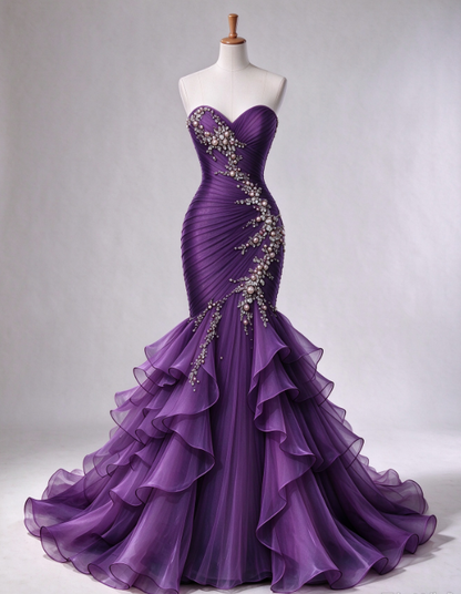 Gorgeous Mermaid Chiffon Long Evening Dress Deep Purple Prom Dress DP07986
