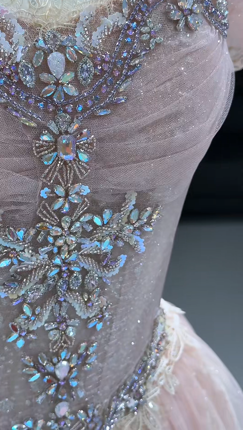 Niedliches langes Abendkleid aus Tüll in A-Linie, rosa Ballkleid DP08026