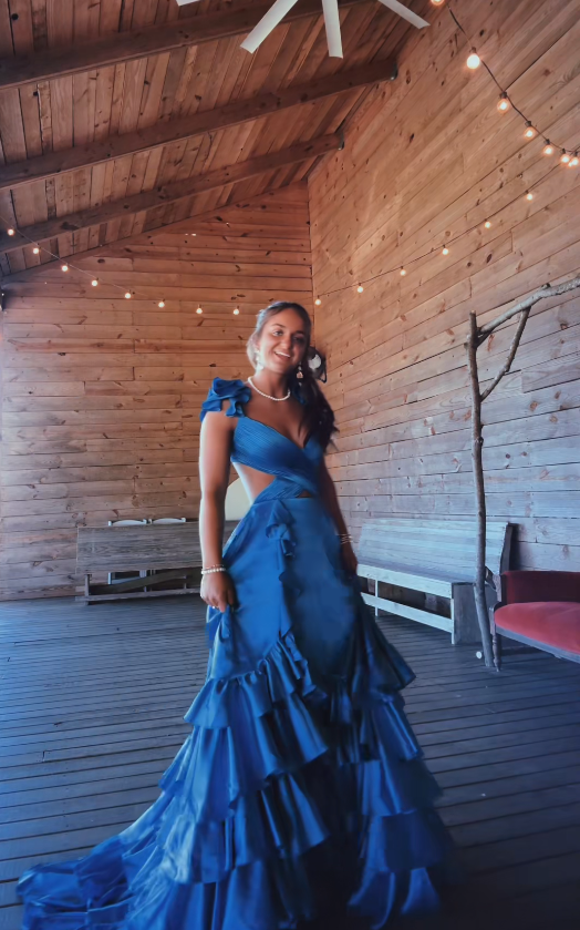 Pretty A-Line Satin Long Evening Dress Navy Blue Prom Dress DP08031