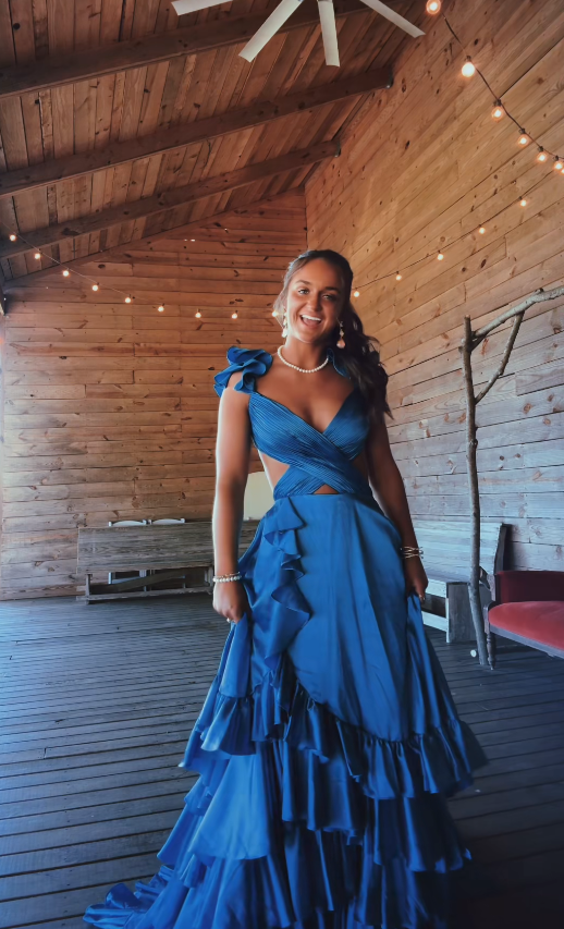 Pretty A-Line Satin Long Evening Dress Navy Blue Prom Dress DP08031