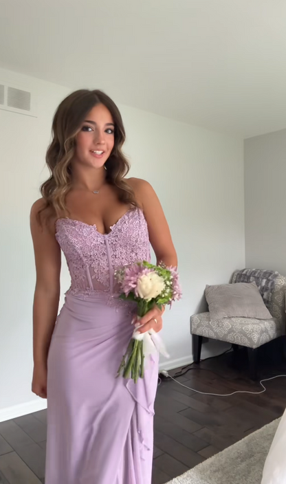 Robe de soirée longue en mousseline fourreau mignonne robe de bal violette DP08044