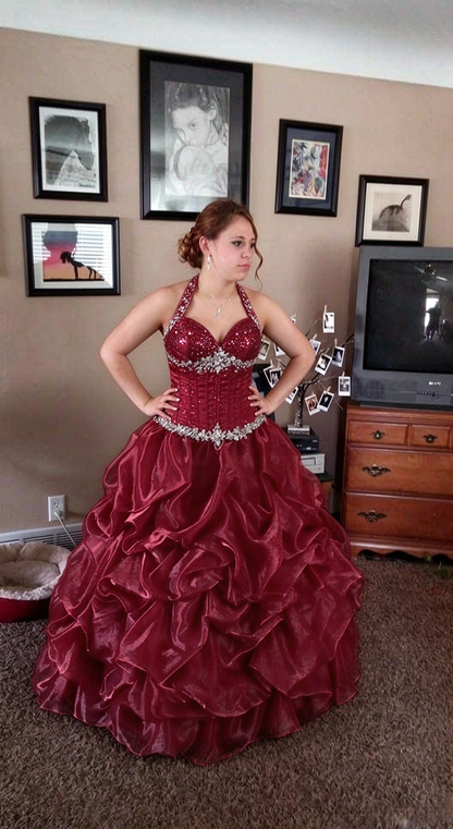 Gorgeous A-Line Satin Long Evening Dress Burgundy Prom Dress DP08051