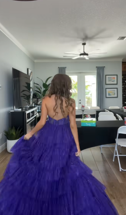 Gorgeous A-Line Tulle Long Evening Dress Purple Prom Dress DP08053