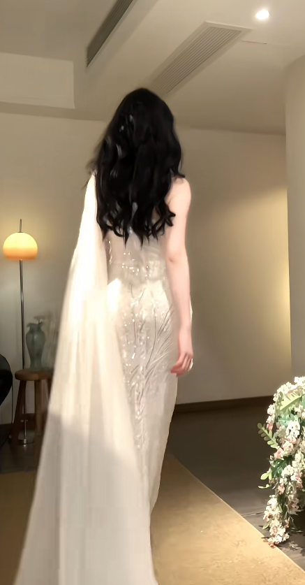 Robe de bal blanche glamour en mousseline avec perles, robe de soirée longue DP08059