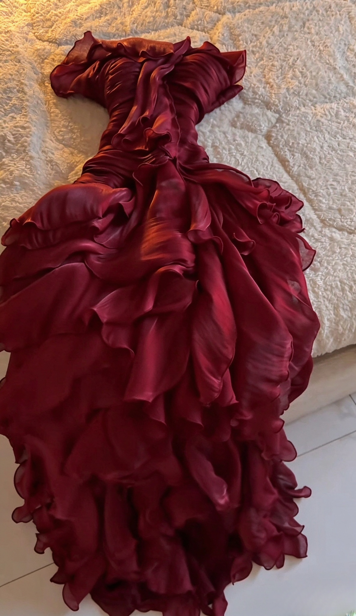 Pretty Sheath Chiffon Long Evening Dress Burgundy Prom Dress DP08065