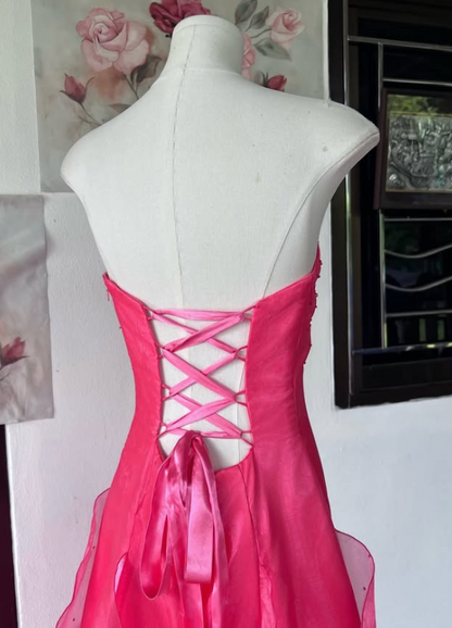 Pretty A-line Tulle Long Evening Dress Hot Pink Prom Dress DP08071