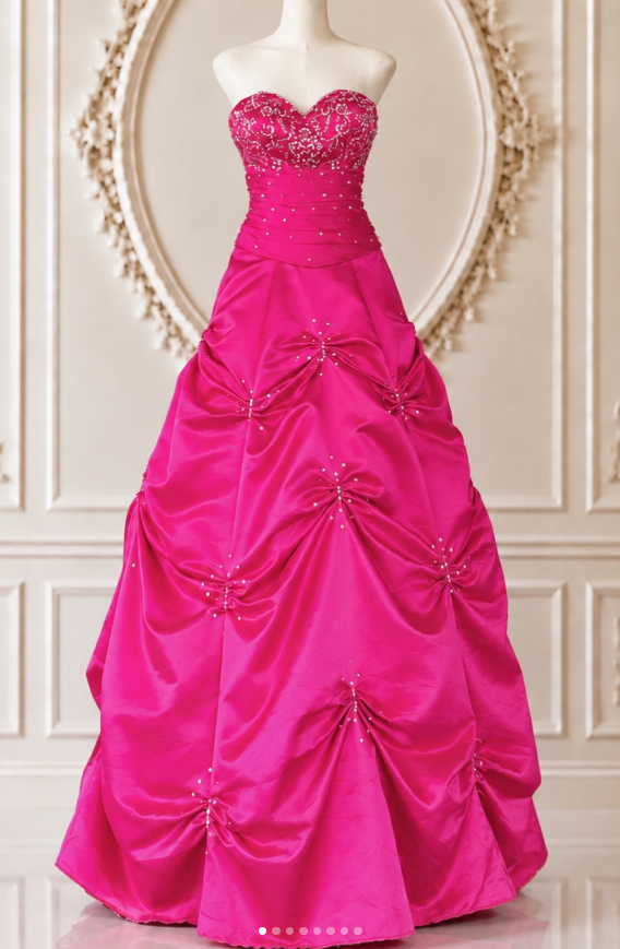 Pretty A-line Satin Long Evening Dress Hot Pink Prom Dress DP08072