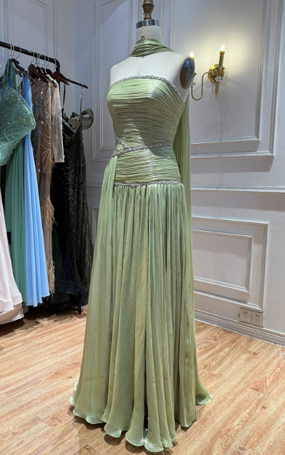 Pretty Sheath Chiffon Long Evening Dress Pink Prom Dress DP08077