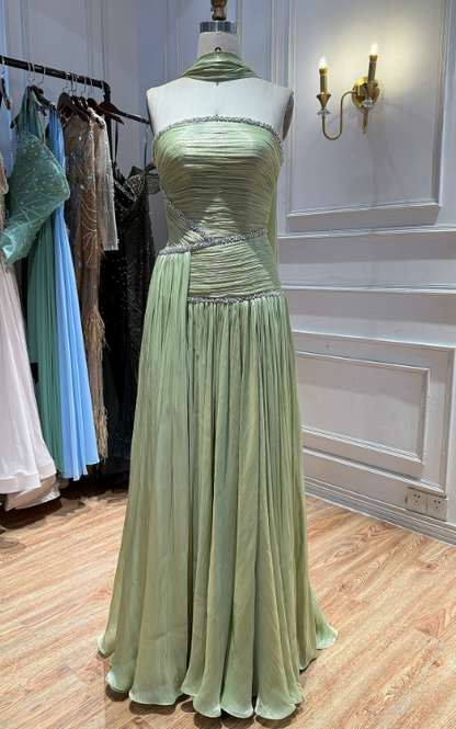 Pretty Sheath Chiffon Long Evening Dress Pink Prom Dress DP08077