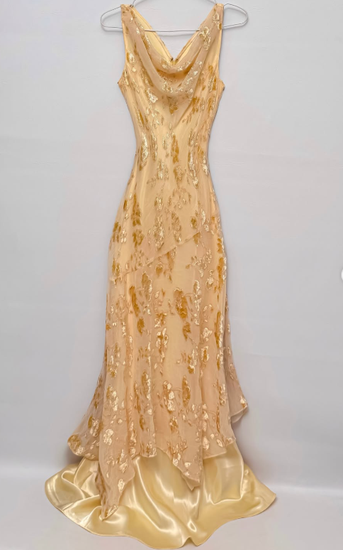 Gorgeous Sheath Chiffon Long Evening Dress Yellow Prom Dress DP08088
