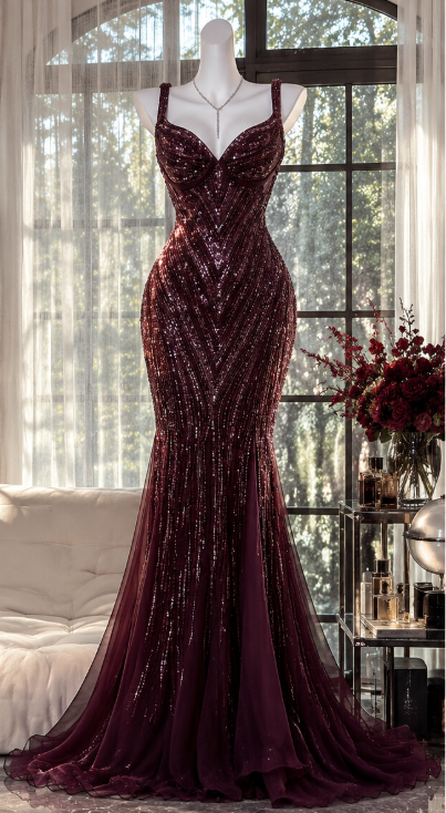Fairy Mermaid Chiffon Sequins Long Evening Dress Navy Blue Prom Dress DP08093