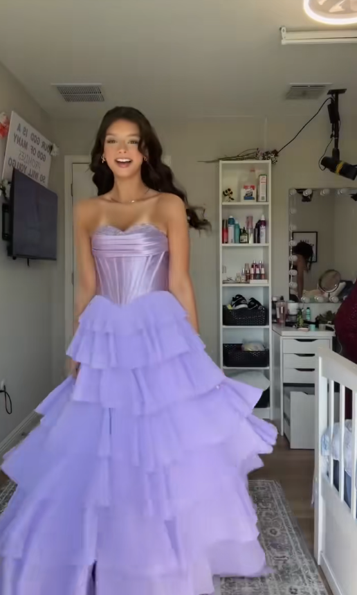 Pretty Purple Prom Dress A-Line Chiffon Long Evening Dress DP08110